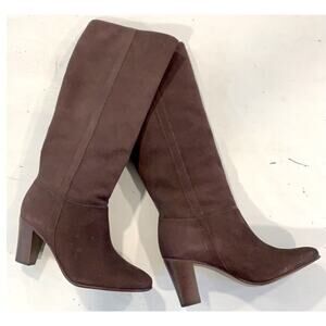 L.L. Bean Womens Camel Tan Leather Suede Brazil Knee High Heeled Boots VTG 8.5